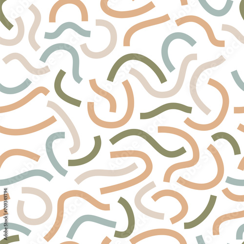 Pastel curved lines isolated on white background. Bold Squiggles.