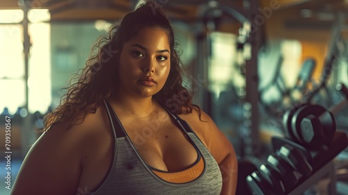 Empowered Plus Size Woman Embracing Fitness Journey at the Gym
