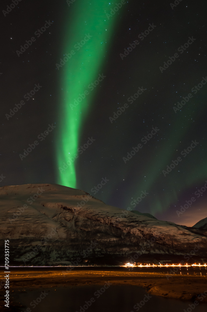 Aurora Borealis over the Lyngenfjord in arctic Norway