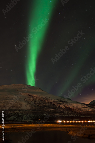 Aurora Borealis over the Lyngenfjord in arctic Norway