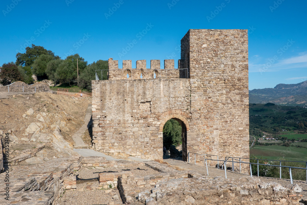 View of the castle of Jimena de la Frontera, a pretty town in the province of Cadiz, in Andalusia, Spain