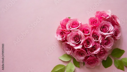 beautiful valentine s day background with pink love heart paper cut flowers design with copy space photo