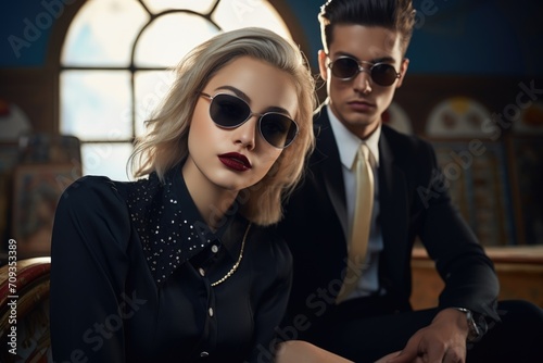 Vibrant 1950s fashion leather jackets, poodle skirts, slicked-back hair capturing essence of iconic rock and roll imagery. rebellion and style reminiscent of an era that reshaped culture and fashion.