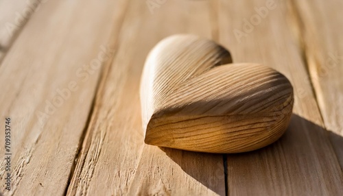 wooden heart on a beige background simple concept for valentine s day holiday