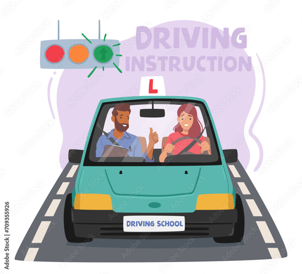 Woman Passionately Hones Her Driving Skills At A Driving School, Navigating Through Challenges With Determination