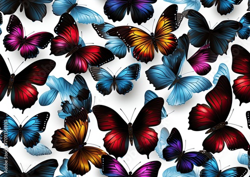 Colorful Butterflies on White for Vibrant Wallpaper Design
