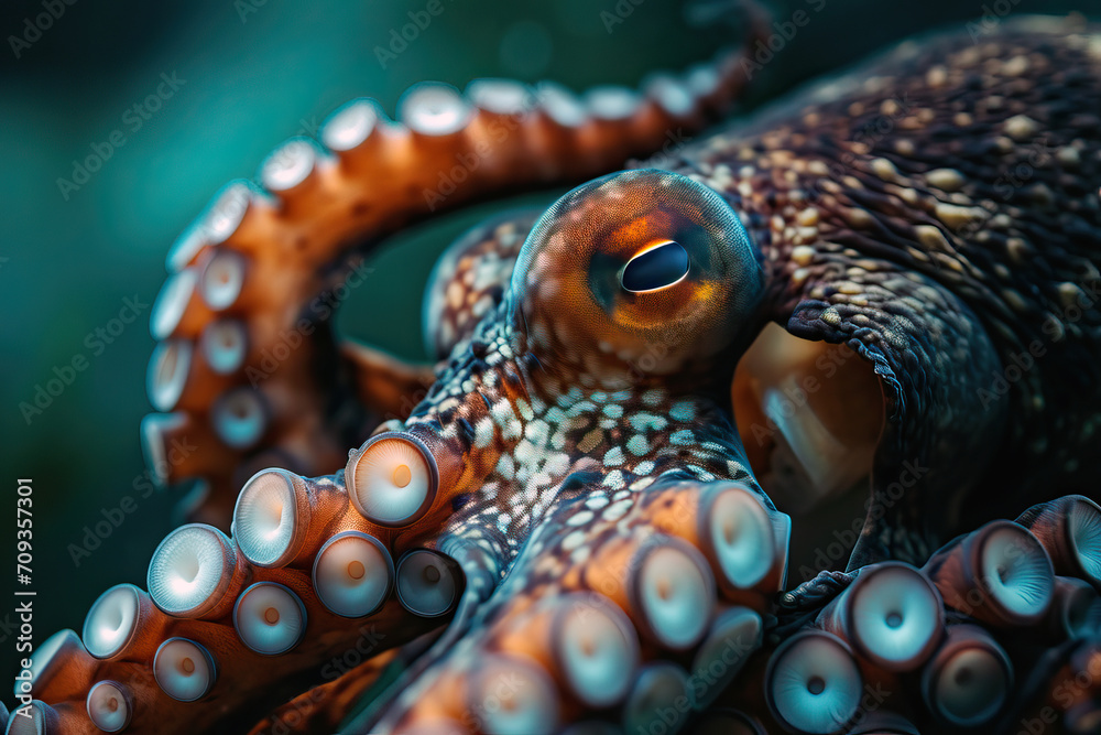 Obraz premium Close-Up of Alert Octopus With Open Eyes