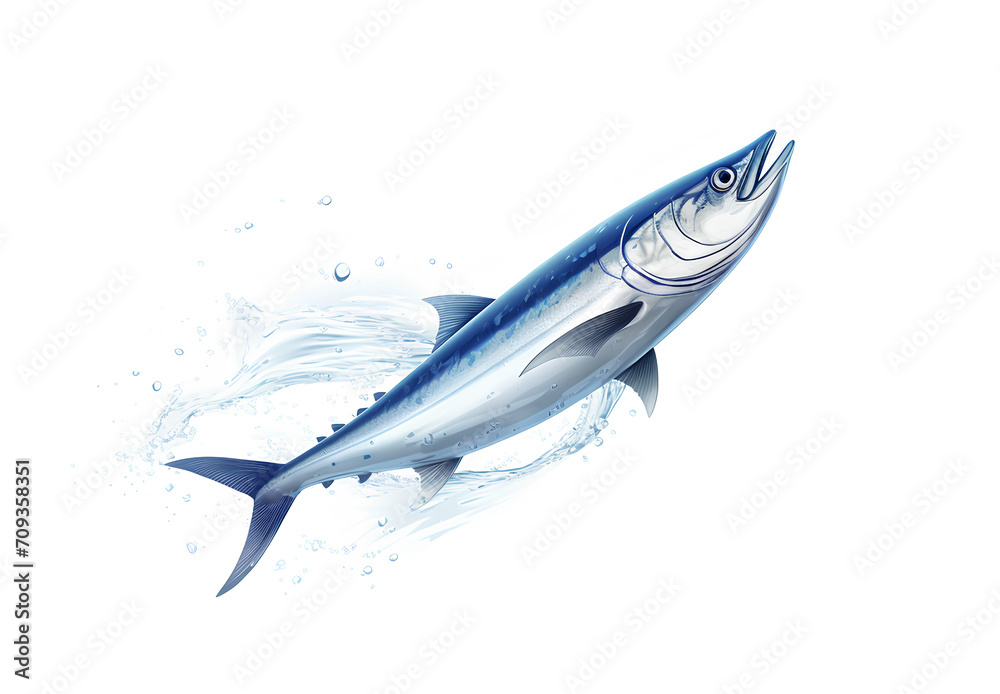 Fresh mackerel with a splash of water, isolated on a white background. Fresh mackerel with a splash of water, isolated on a white background.