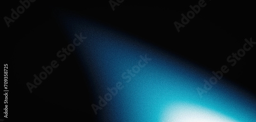 Blue gradient background grainy glowing blue white light spot black dark backdrop, noise texture abstract banner design
