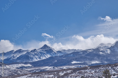 Colorado, Mt. Snuffles, Dallas Divide, blowing snow covered mountains  © Jerry