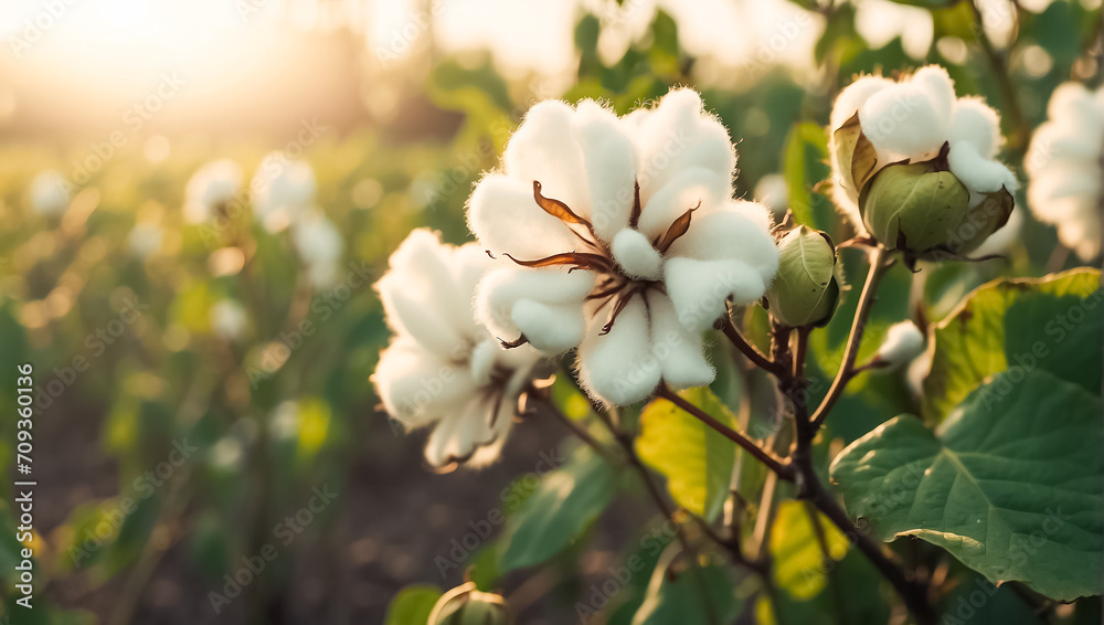 Obraz premium Cotton flower branch on nature season