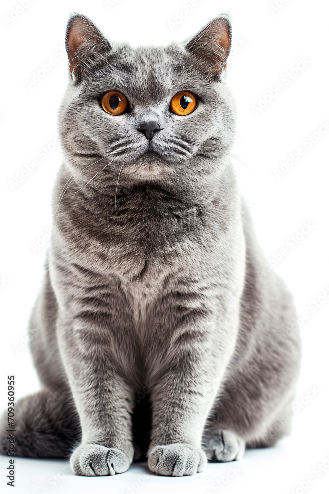 British Shorthair cat isolated on white background	