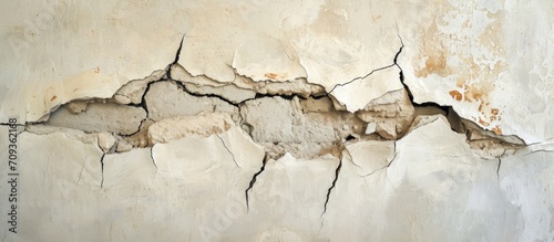 Cracked walls caused by earthquake and subpar materials. photo