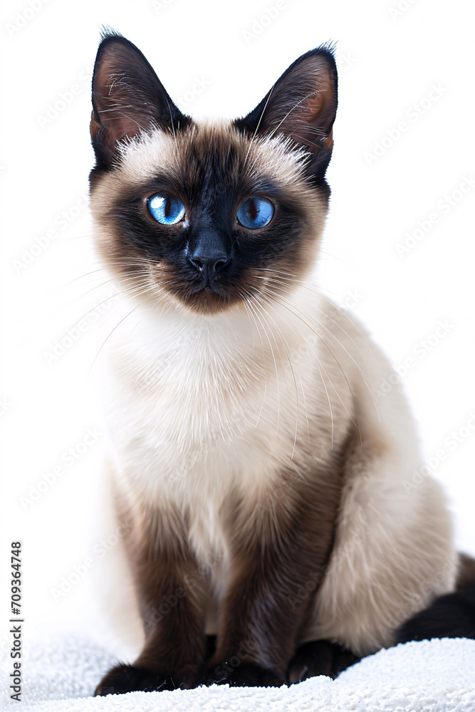 Siamese cat isolated on white background	