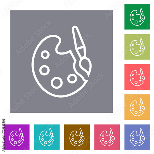 Paint kit outline square flat icons