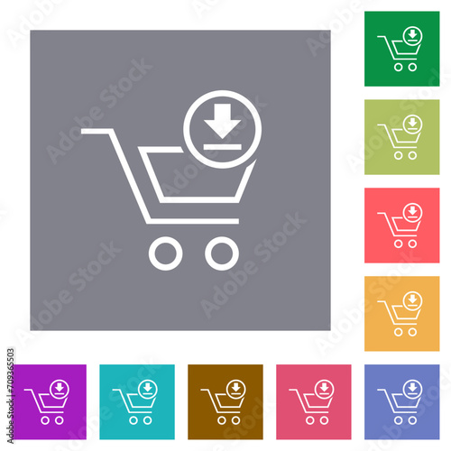 Cart download outline square flat icons