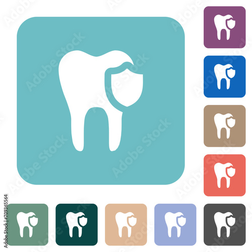 Dental protection rounded square flat icons