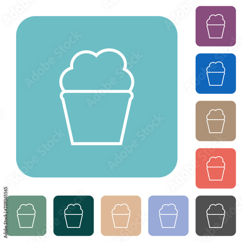 Shake with cream outline rounded square flat icons