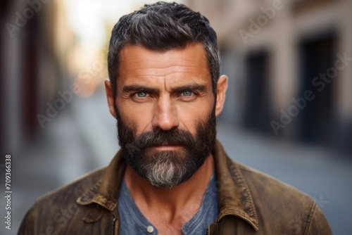 Portrait of a handsome man with a beard and mustache. Men's beauty, fashion.