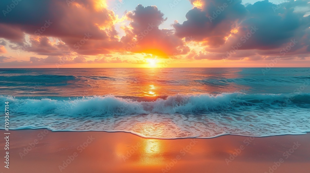 Tropical Beach Sunset Background