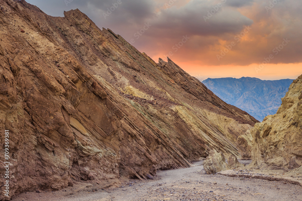 Stunning Unique Golden Canyon Formations, Death Valley National Park, Furnace Creek, California