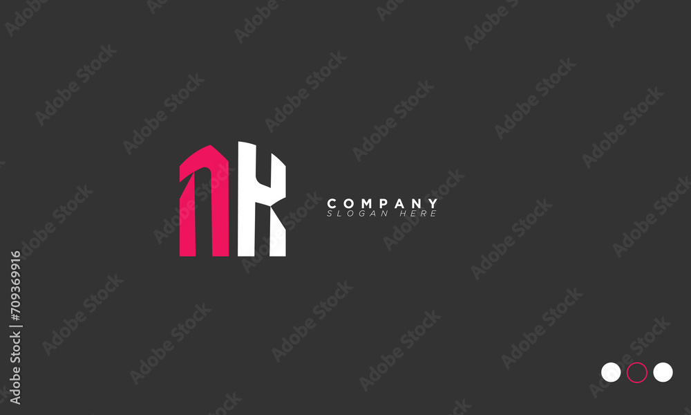 NK Alphabet letters Initials Monogram logo KN, N and K NK Alphabet letters Initials Monogram logo KN, N and K