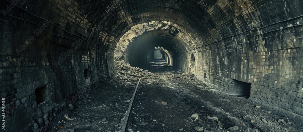 Fototapeta premium Historic coal mine tunnel.
