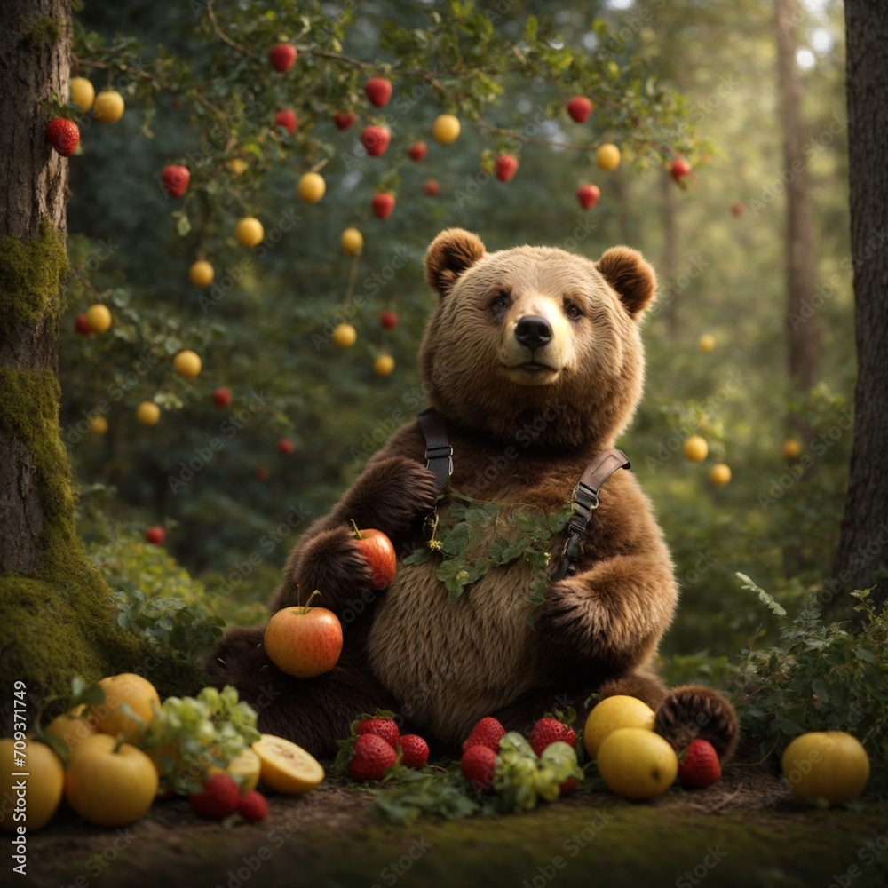 bear called Ted, who lives in an enchanted forest, he is very cute, very happy and loves to eat lots of delicious things and fruits bear called Ted, who lives in an enchanted forest, he is very cute, very happy and loves to eat lots of delicious things and fruits