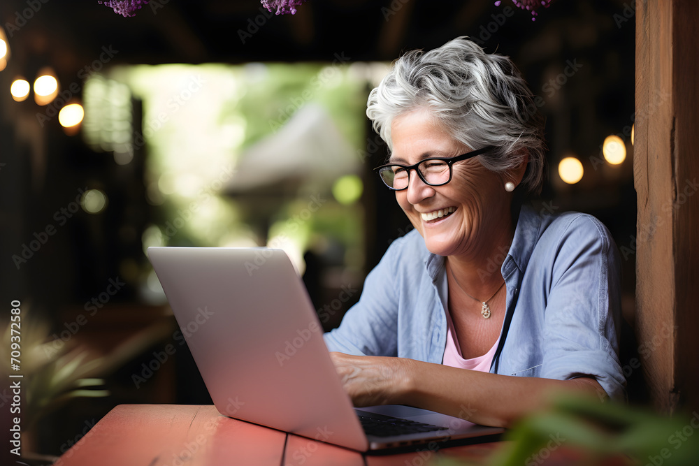 People working remotely on laptop in seasonal home stay - happiness digital nomad remote work business lifestyle concept People working remotely on laptop in seasonal home stay - happiness digital nomad remote work business lifestyle concept
