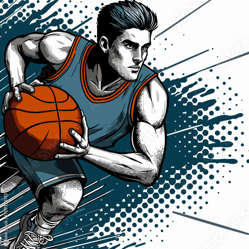 
basketball player, vector illustration, sports energy, dynamic game, energetic design, athlete in action, competitive sports, intense moment, slam dunk, sports excitement, fast-paced, game intensity,