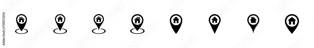 Address icon set. home location icon vector Address icon set. home location icon vector