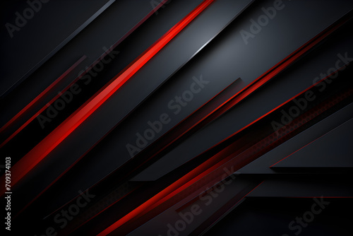 Dark grey black abstract background with red glowing lines design for business, social media, advertising event. modern technology innovation concept background banner photo