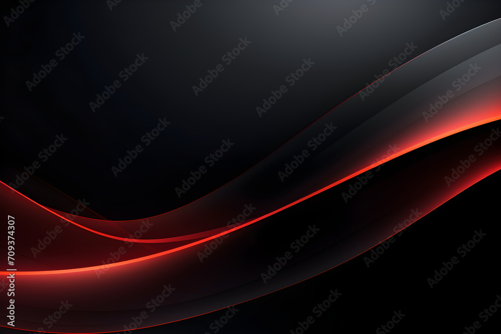 Dark grey black abstract background with red glowing lines design for business, social media, advertising event. modern technology innovation concept background banner - obrazy, fototapety, plakaty 