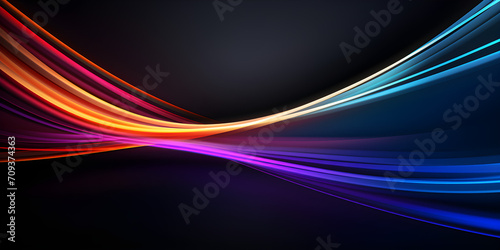dark grey black abstract background with colourful glowing lines design for business, social media, advertising event. modern technology innovation concept background banner
