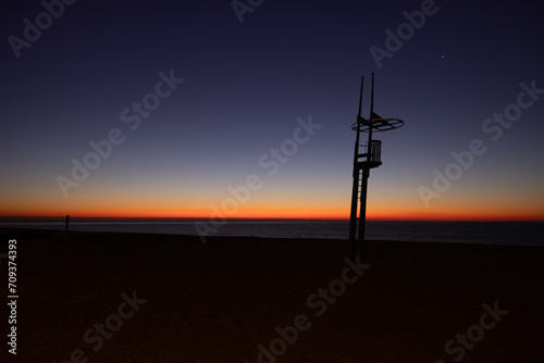 Dawn on the beach, first lights of the day