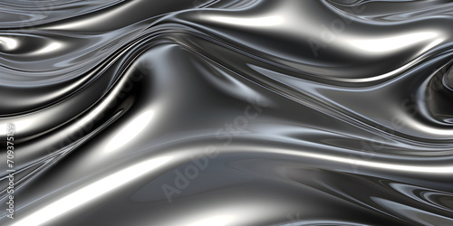 3D abstract chrome background with waves