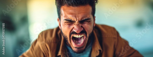 Arabic Male Angry Attractive Spacious Background Generative AI