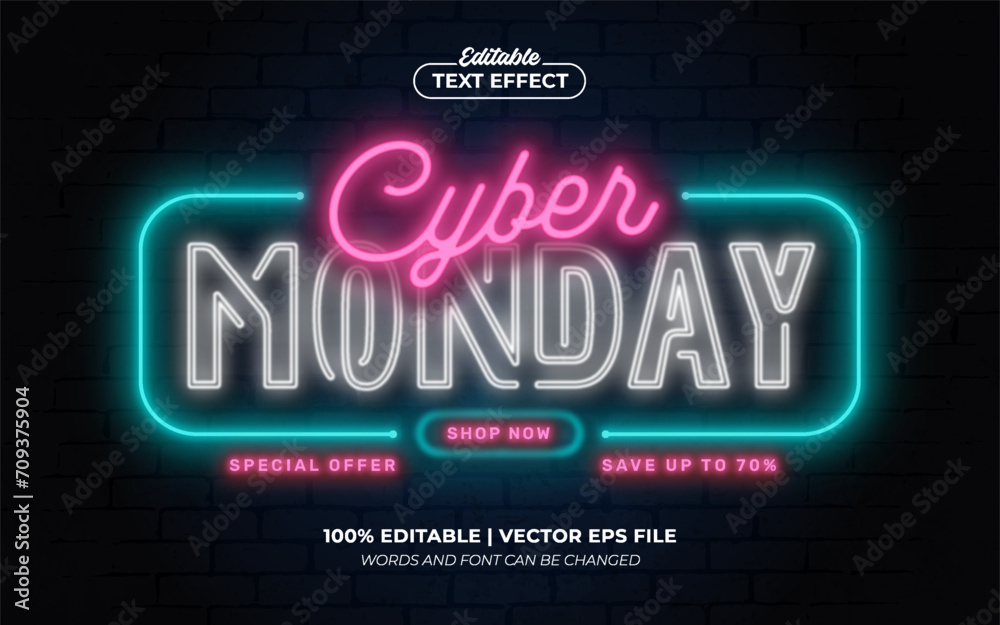 Cyber Monday Neon Light Editable Text Effect Style Premium Vector Cyber Monday Neon Light Editable Text Effect Style Premium Vector
