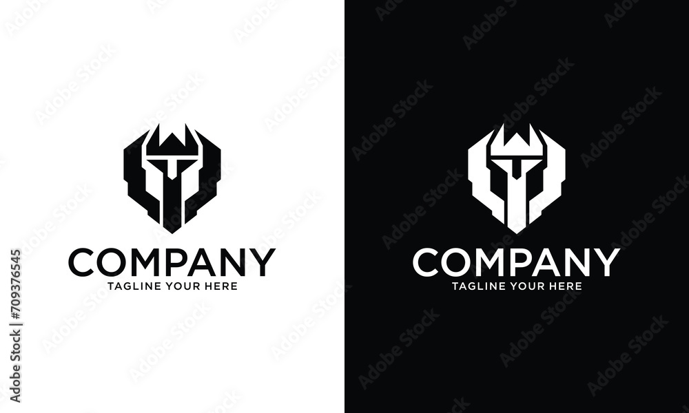 centurion warrior and letter t logo design element- security business visual identity template - obrazy, fototapety, plakaty 