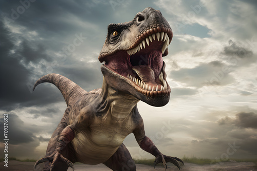 funny studio portrait of dinosaur
