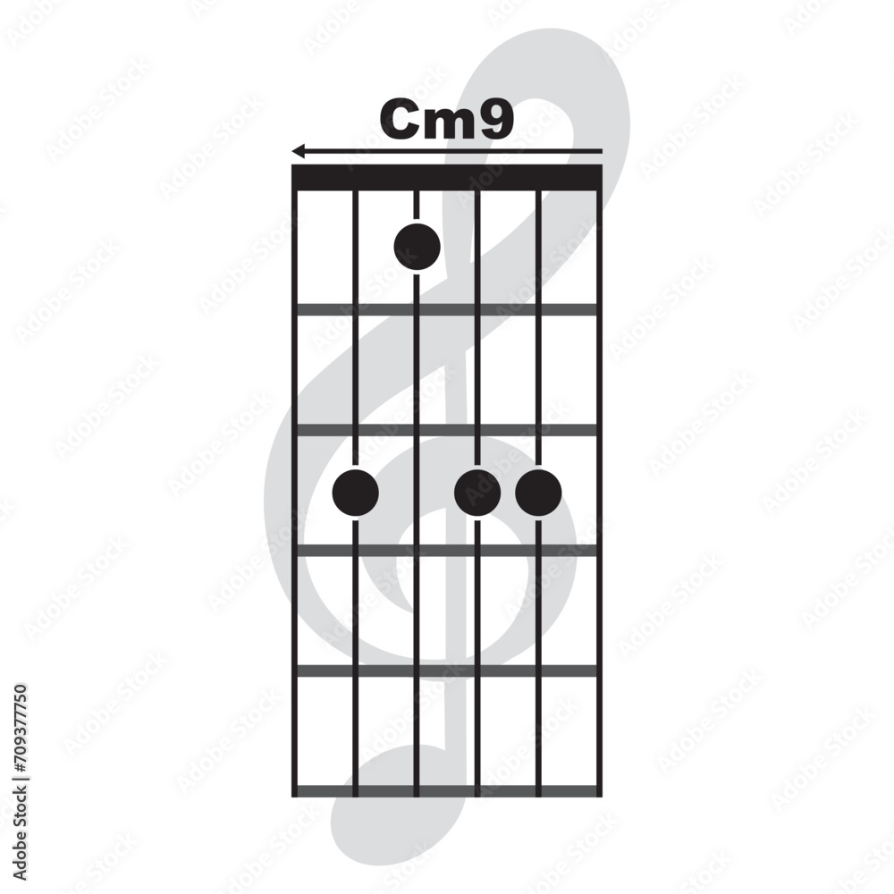 Cm9  guitar chord icon.