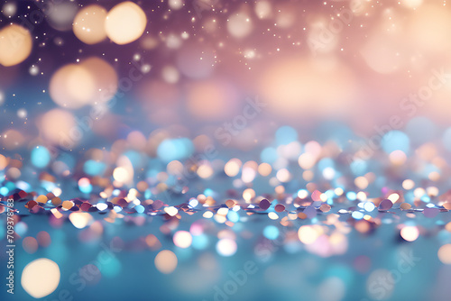 Glittering Pastel Blue  Abstract Bokeh Wallpaper Banner Expressed With Vibrant 3D Rendering generative ai