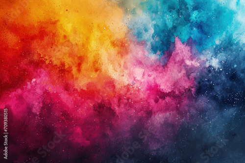 Splash of color paint, burst of multicolored watercolor, abstract colorful background. Pattern of bright festive explosion of powder like in Holi festival. Concept of spectrum, explode © karina_lo