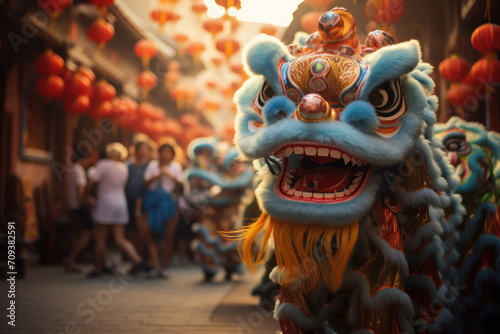 Vibrant Dragon Dance in Chinese Festival