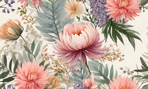 botanical flower bunch print digital background