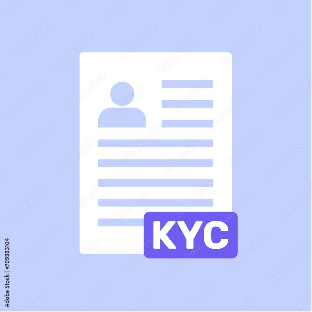 KYC identity vector document icon. Know your customer form symbol identification personal client icon. KYC identity vector document icon. Know your customer form symbol identification personal client icon.