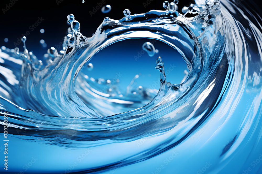 Fototapeta premium water swirl splash isolated on blue