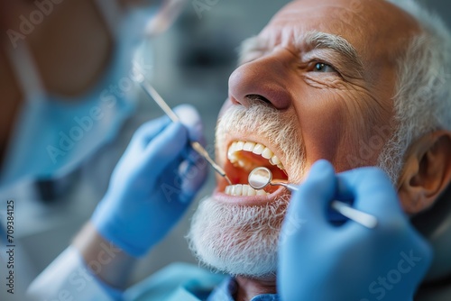 Man at the dentist takes care of his oral health.