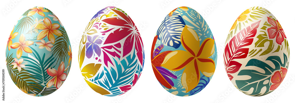 Four Hawaiian design Easter Eggs with a transparent background Four Hawaiian design Easter Eggs with a transparent background