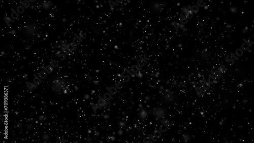 Realistic snowflakes isolated on black background. Overlay white snow